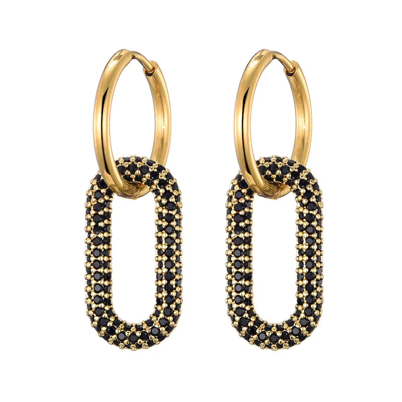 Steel Buckle Oval Earrings