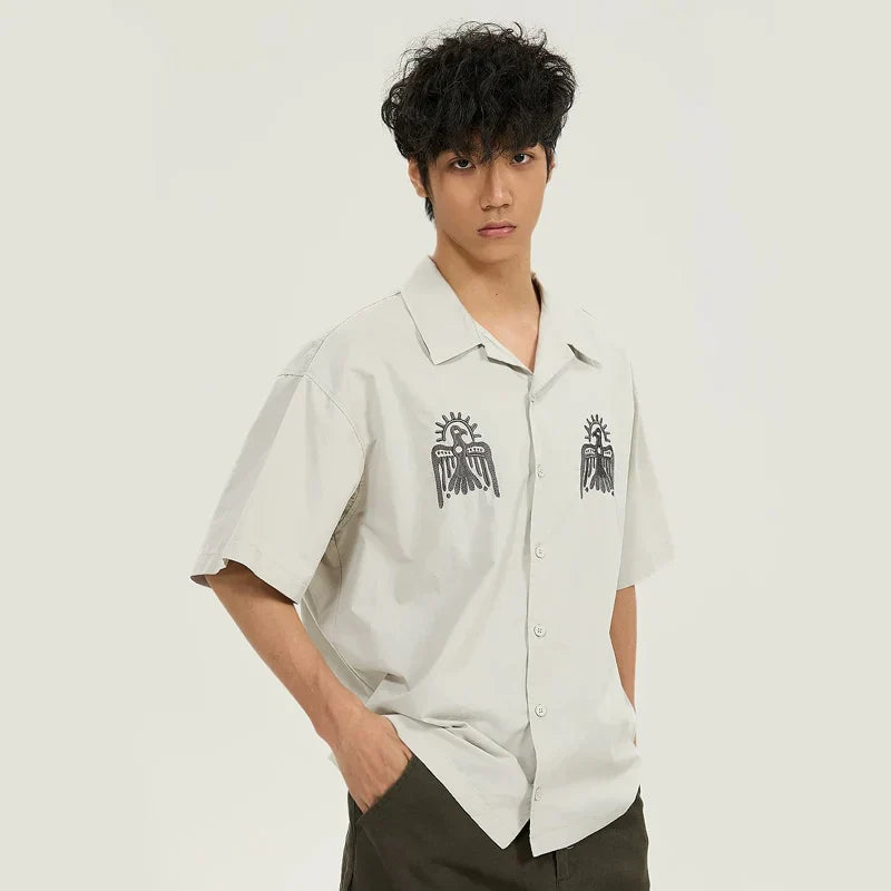 Vintage Cuban Collar Loose Fit Shirt
