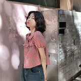 Vintage Red Plaid Girlish Shirt