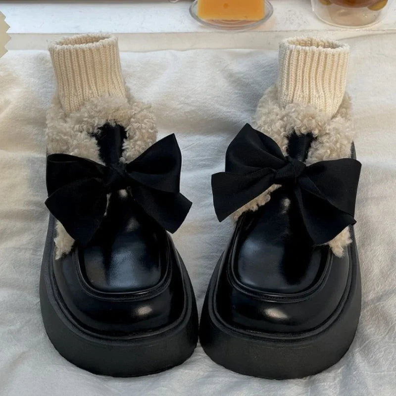 Comfortable Winter Bow Knot Platform Shoes