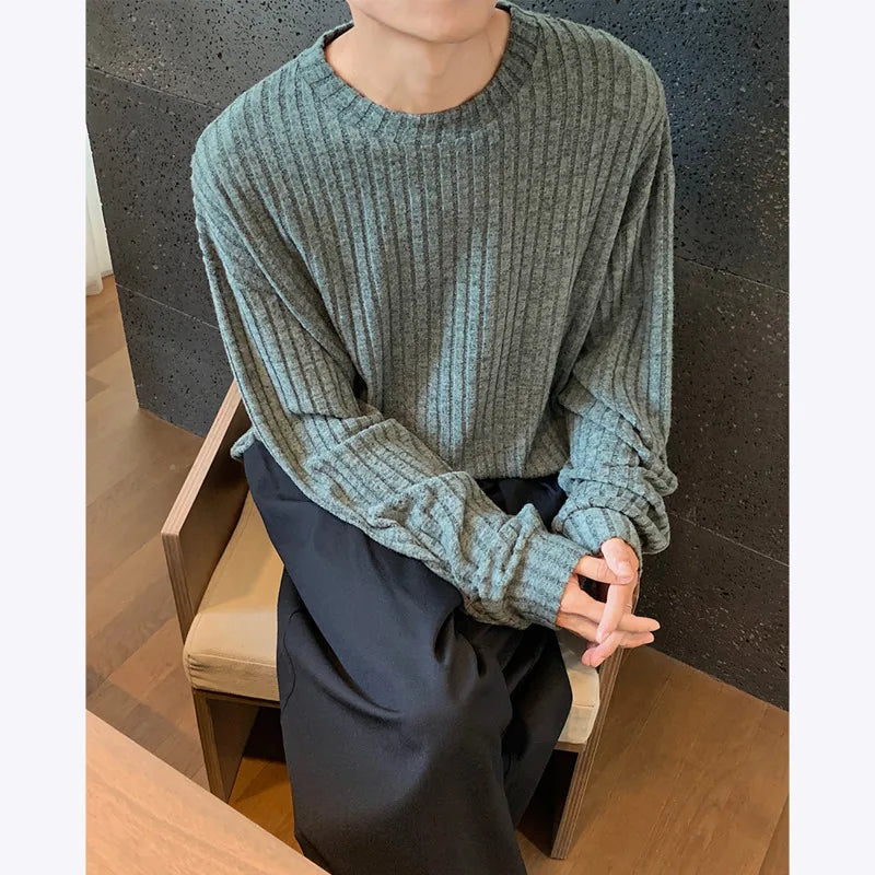 Striped Casual Long-Sleeved Oversized T-Shirt