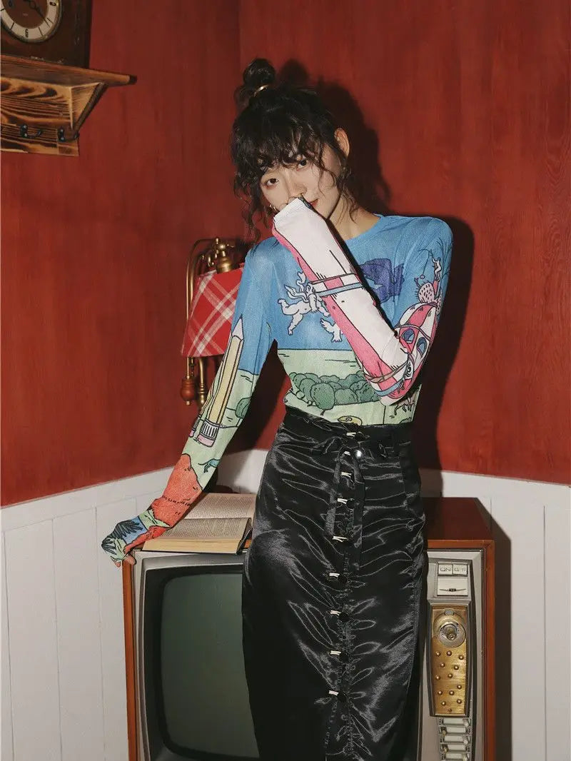 Cartoon Print Y2K T-Shirt