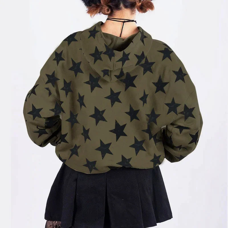Y2K Vintage Star Gothic Zip-Up Hoodie