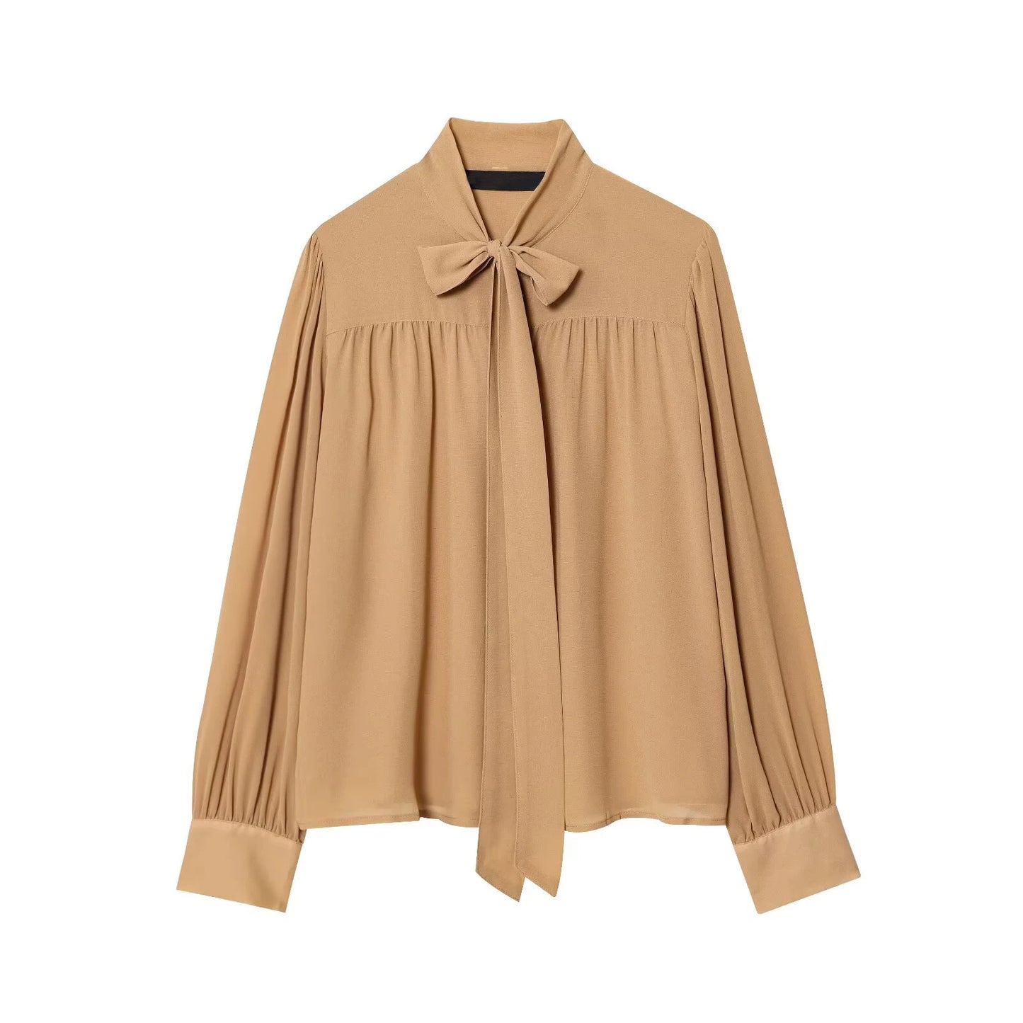 Elegant Bow Collar Long Sleeve Chiffon Blouse