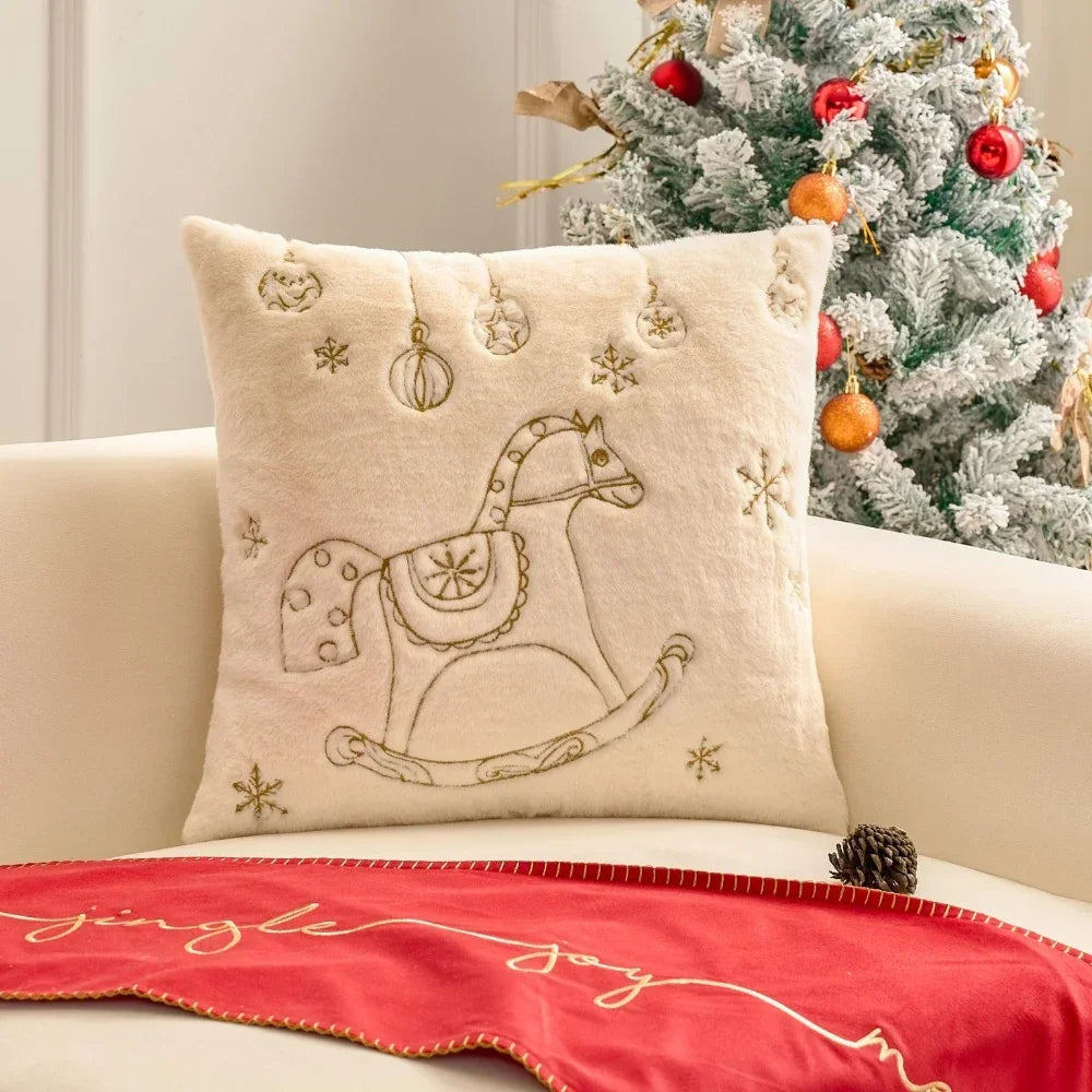 Christmas Embroidered Cover Soft Pillow Case