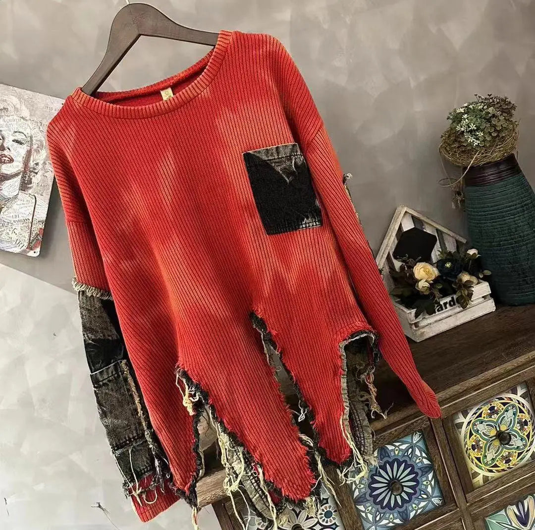 Langarm Ripped Grunge Pullover