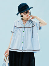 Soft Girl Picnic Blue Shirt