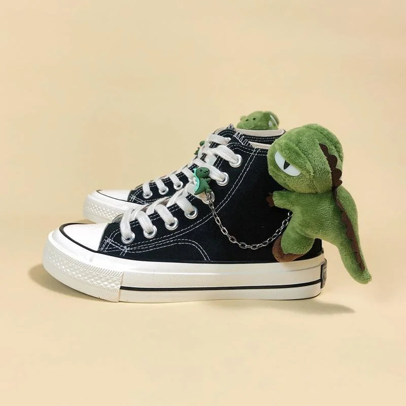 Weird Core Dinosaur Canvas Shoes