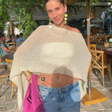 Transparente leichte Strick-Poncho-Bluse