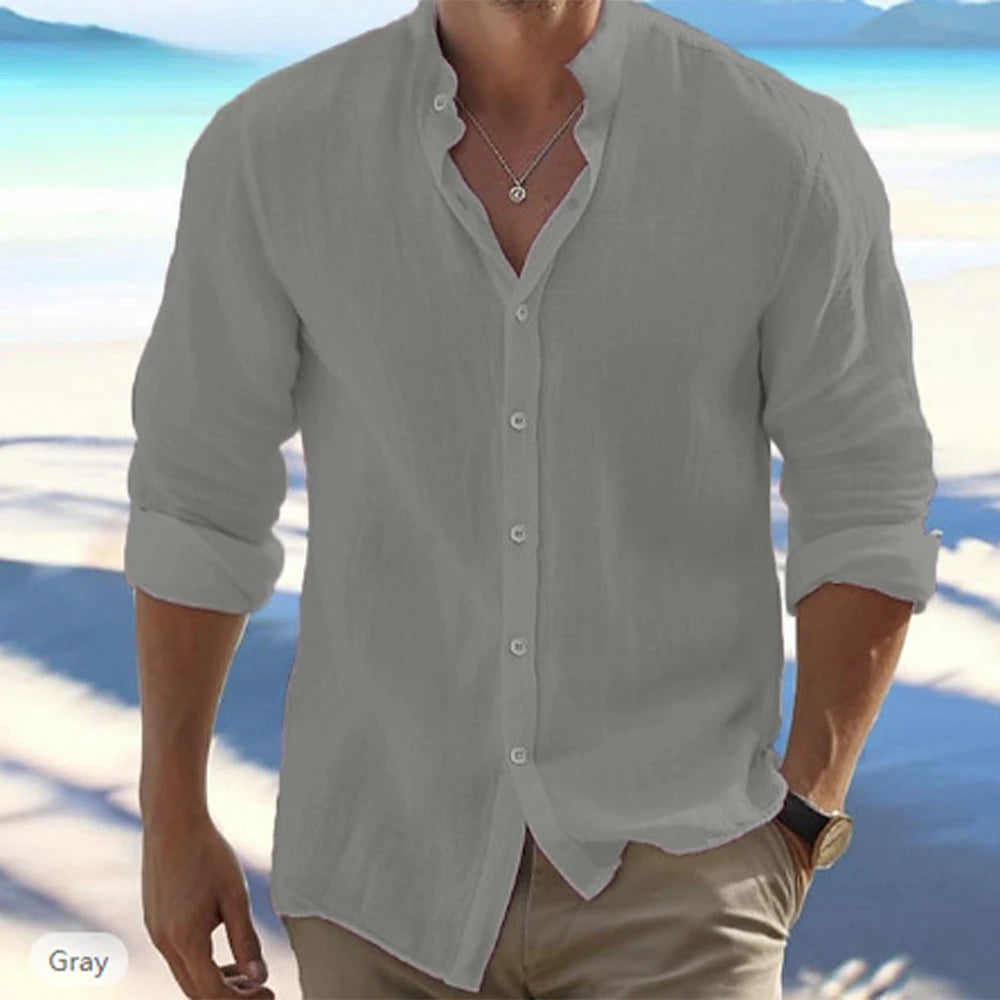 Solid Color Cotton Linen Shirts
