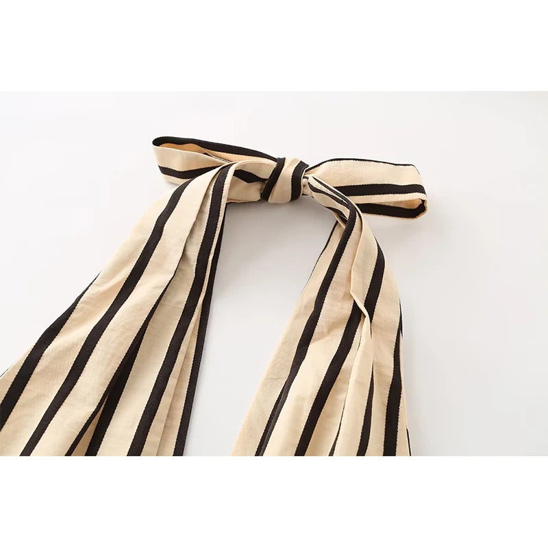 Striped Halter Bubble Maxi Dress