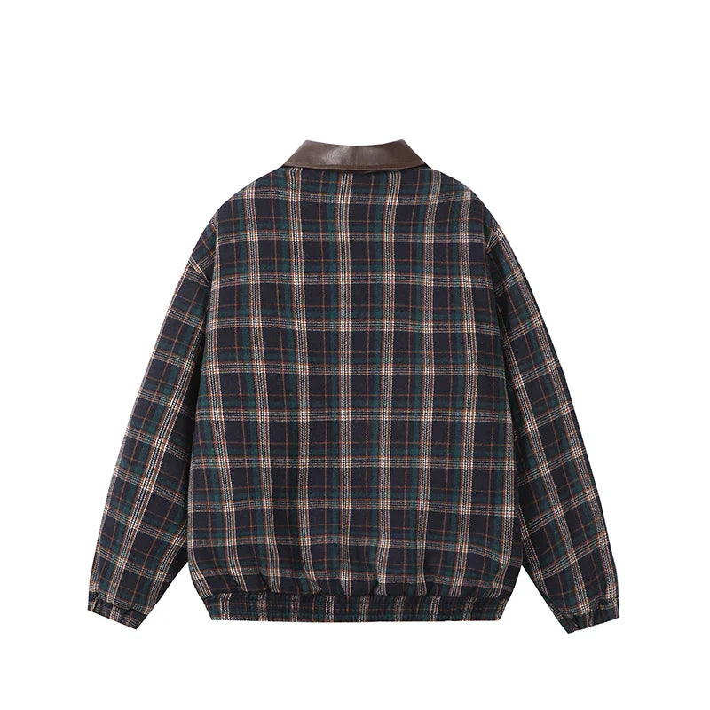 Karierte Windbreaker-Jacke aus Wolle für Damen