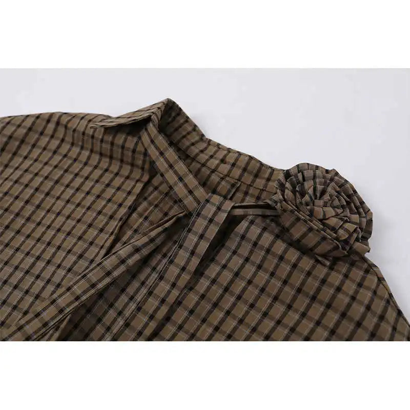 French Vintage Old Money Women's Plaid Shirt