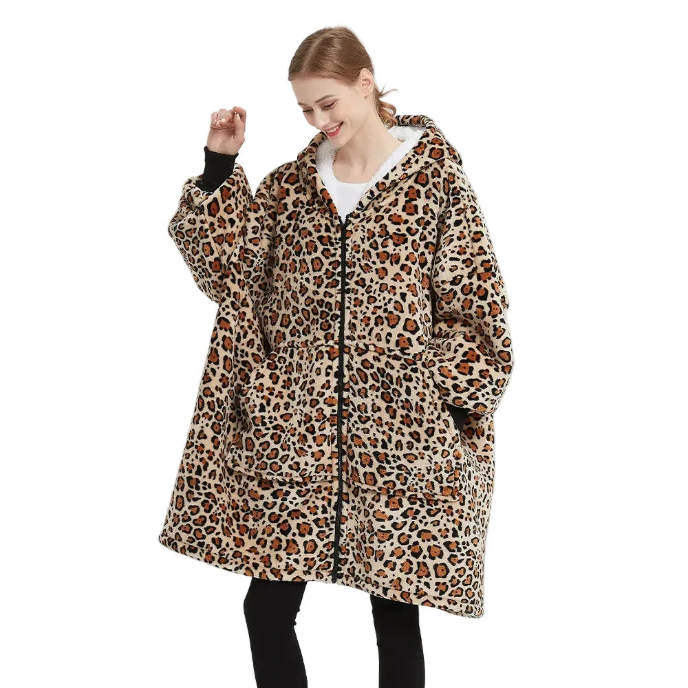 Lazy blanket Hooded Couple Zipper Pyjamas