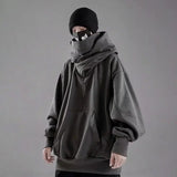 Black Ninja Embroidered Fleece Turtleneck Hoodies