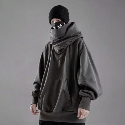 Ninja Bestickte Fleece Rollkragen Hoodies