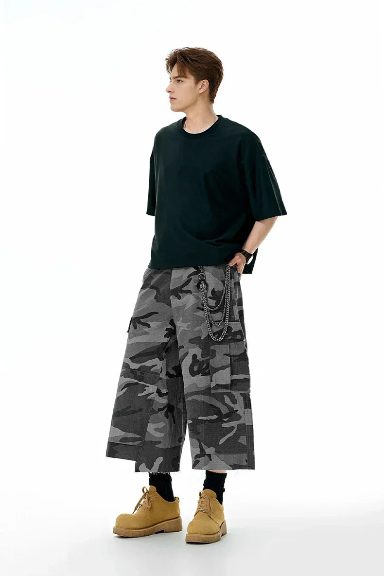 Gray American Plaid Cargo Jorts