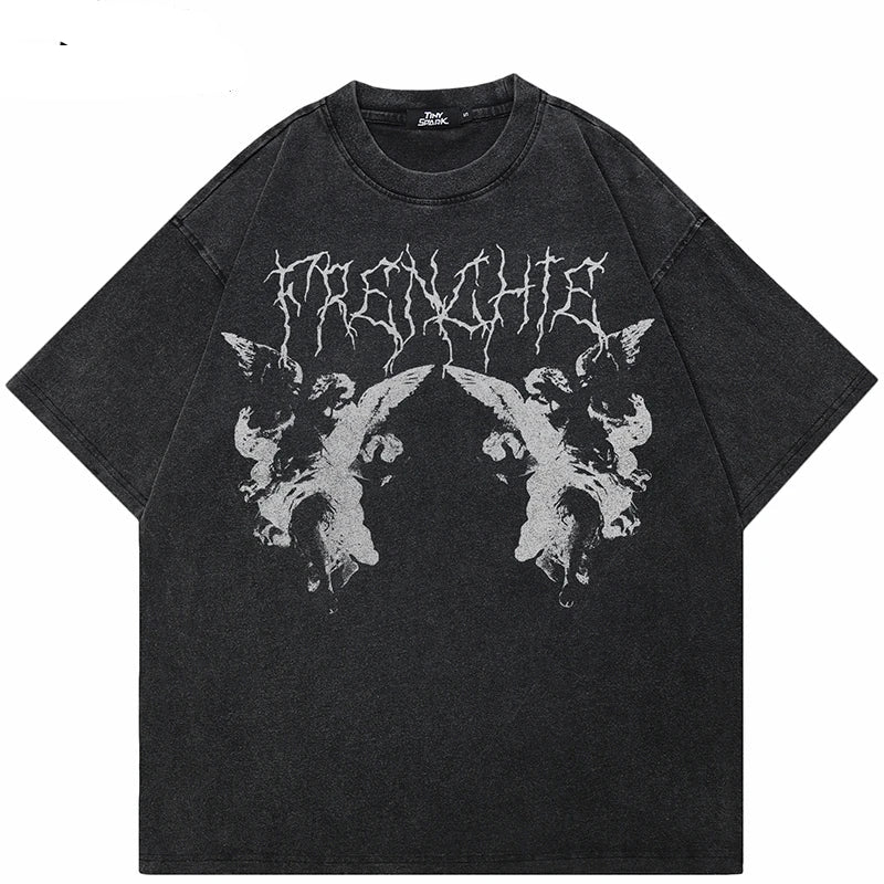 Vintage Retro Washed Black T-Shirt