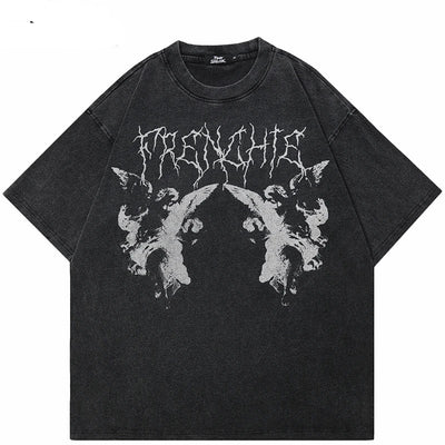 Vintage Retro Washed Black T-Shirt