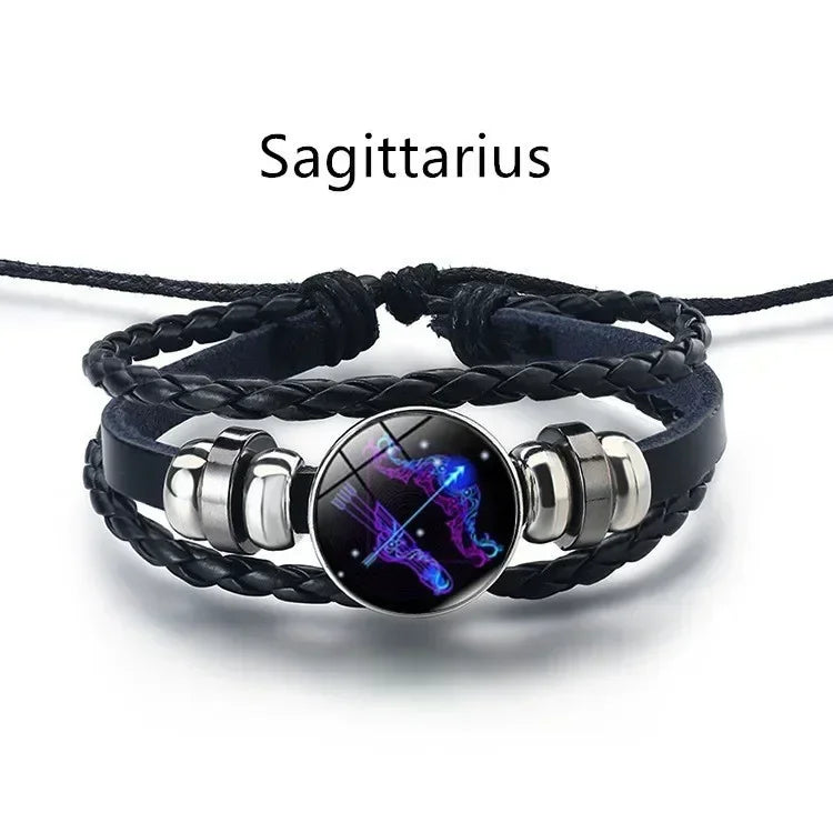 Adjustable Leather Zodiac Signs Bracelet