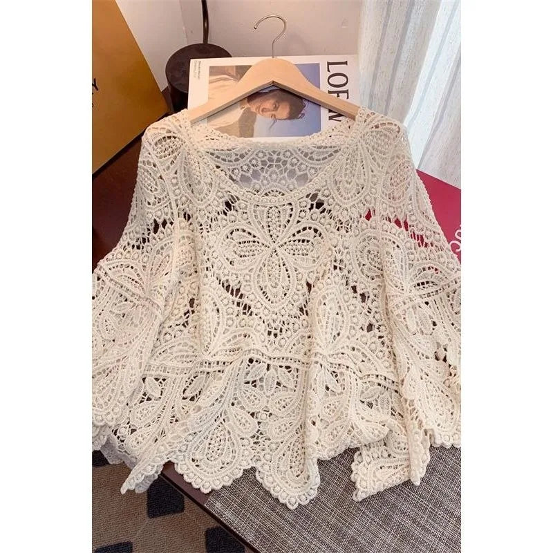 Crochet Versatile Shawl Cropped Handmade Top