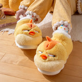 Angry Yellow Chicken Indoor Fluffy Slippers