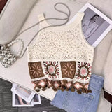 Vintage Knitted Retro Crochet Women Cropped Tank Tops