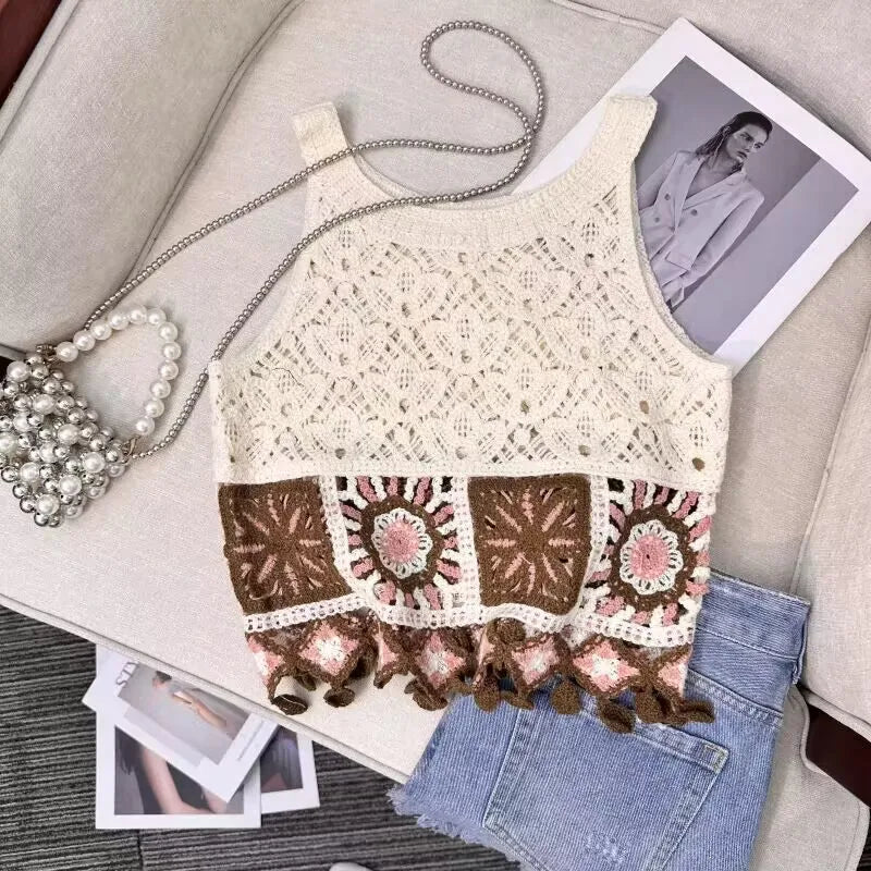 Vintage Knitted Retro Crochet Women Tank Tops