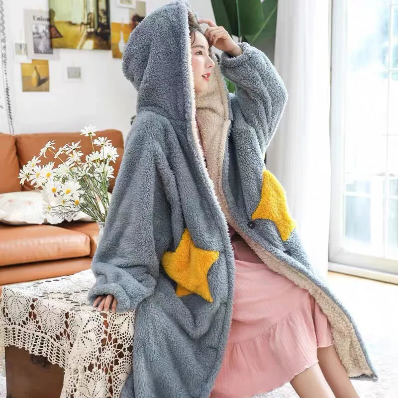 Star Coral Fleece Hooded Home Wear