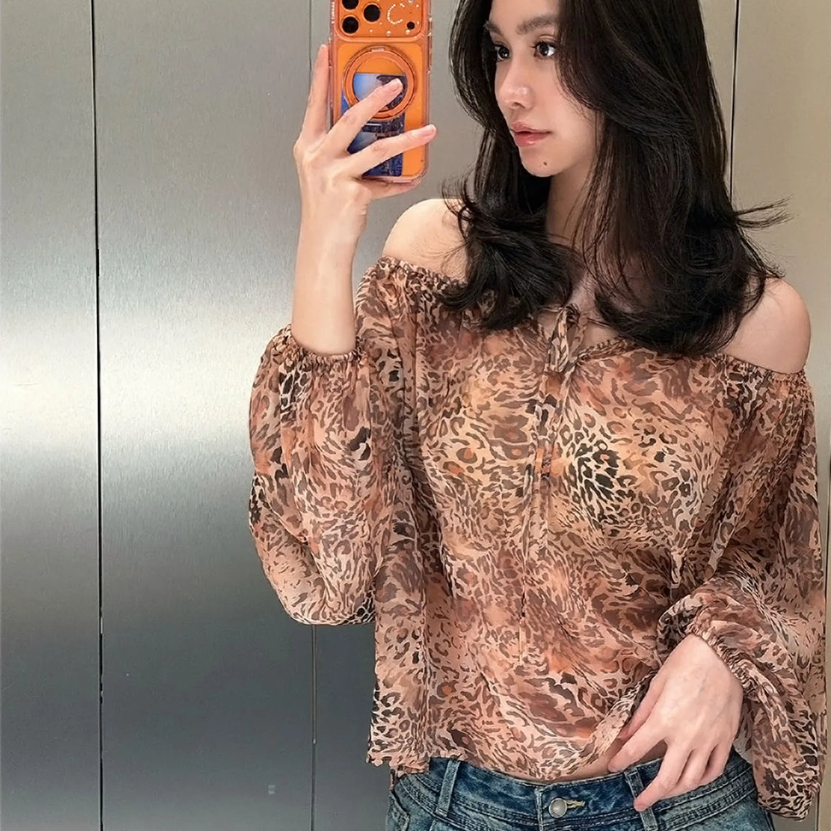 Fairycore Floral Mesh Top