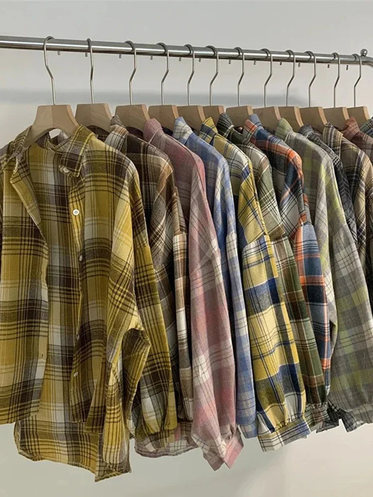 Vintage Plaid Long Sleeve Shirt