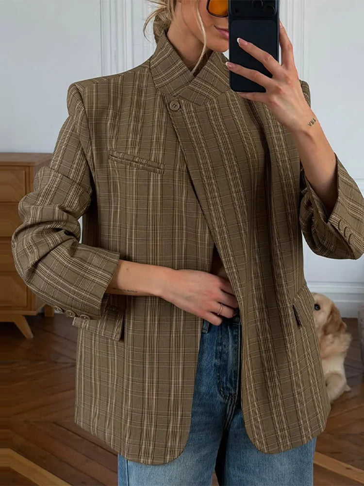 Women's Old Money Blazer Stand Collar
