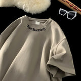 Oversized Letter Embroidery Cotton T-Shirt