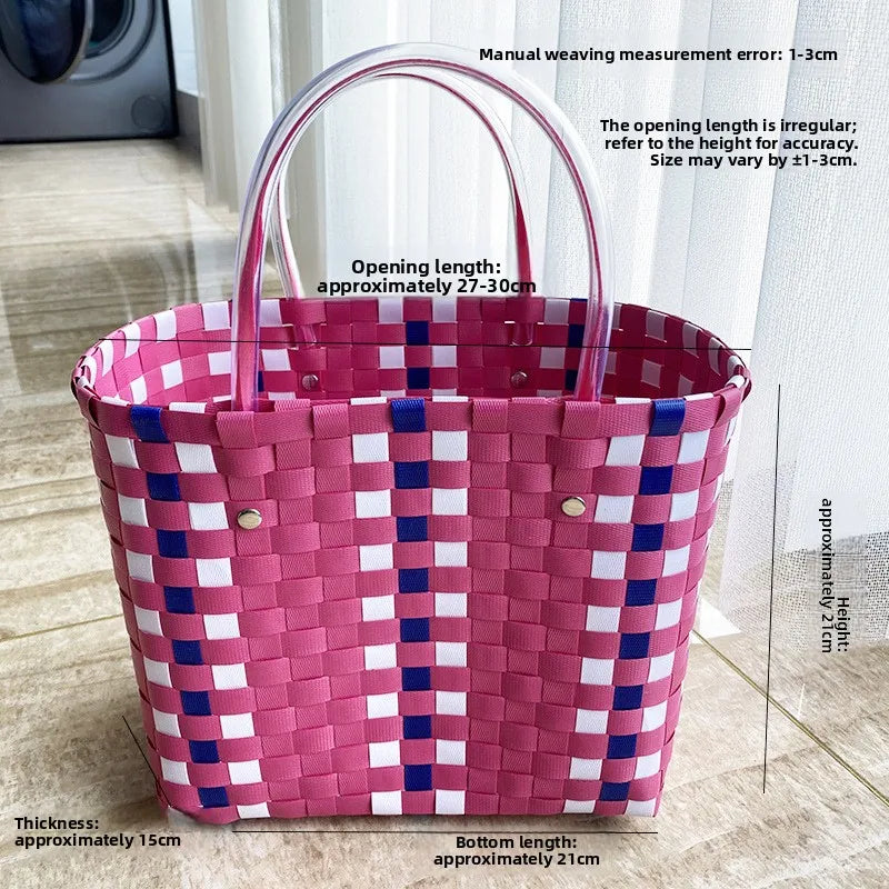 Plastic Handwoven Beach Handbag