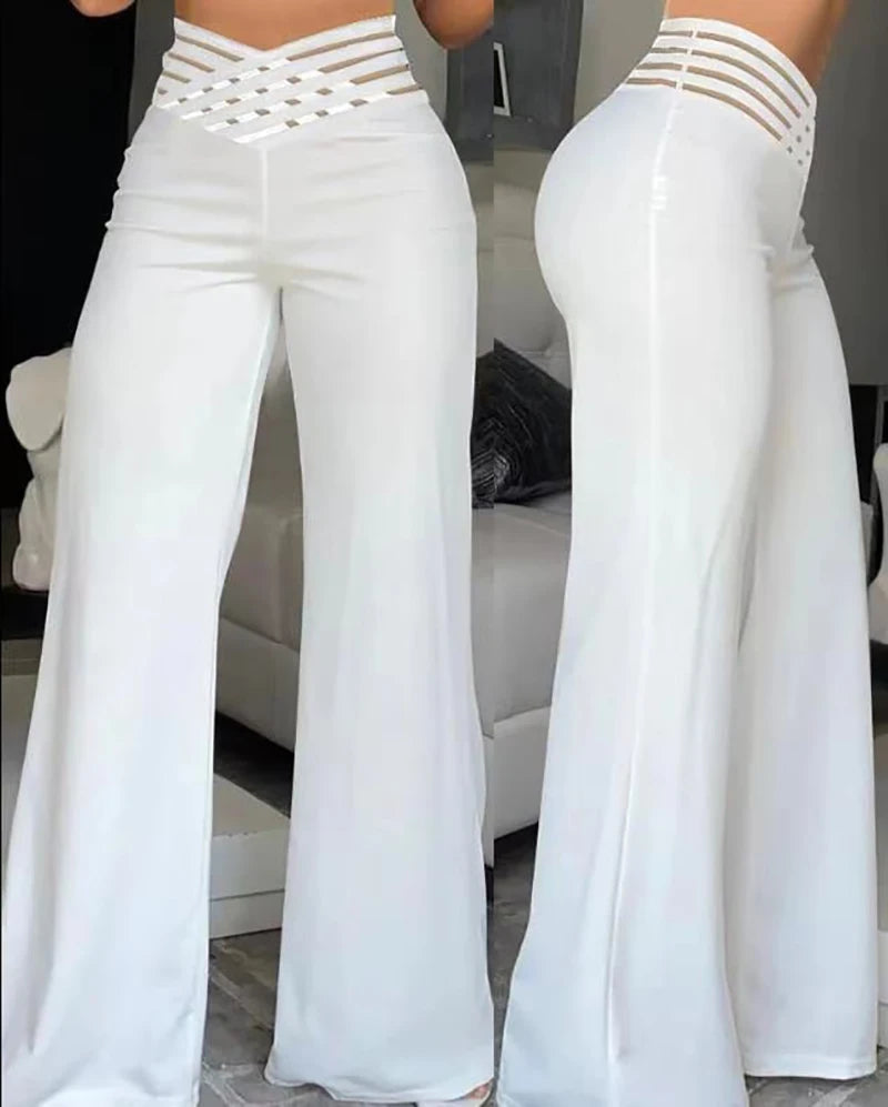 Elegant Women Flared Lady Pants
