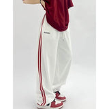 Straight Leg White Elastic Waist Pants