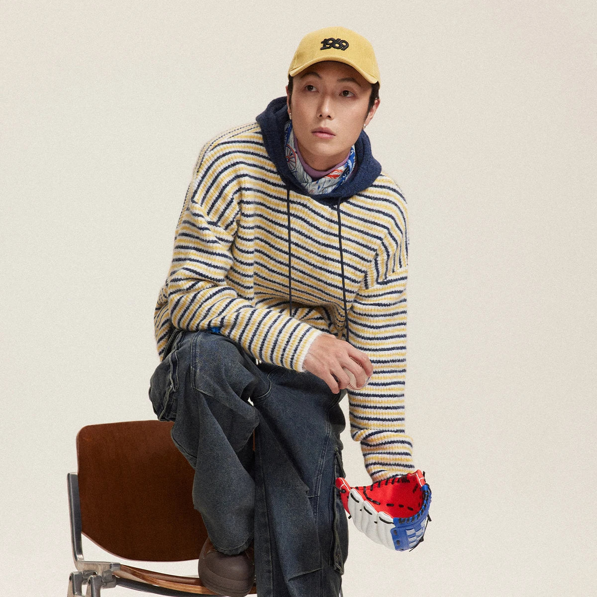 Striped Hooded Sweater Knitted Pullover