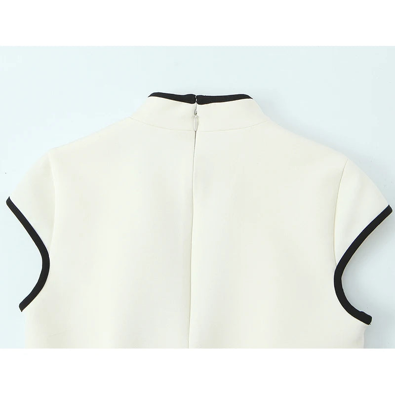 White Cheongsam Inspired Mini Dress