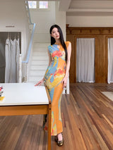 Vintage Cut Out Floral Maxi Dress