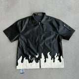 Gothic Zipper Leaather Short-Sleeved Shirt
