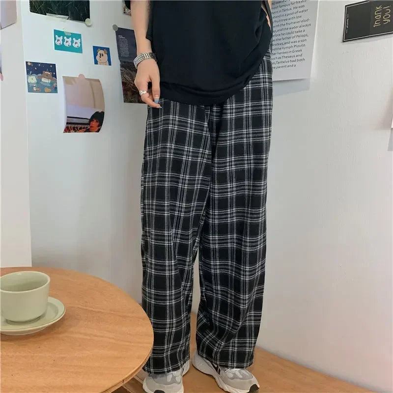Comfy Winter Plaid Straight Pants