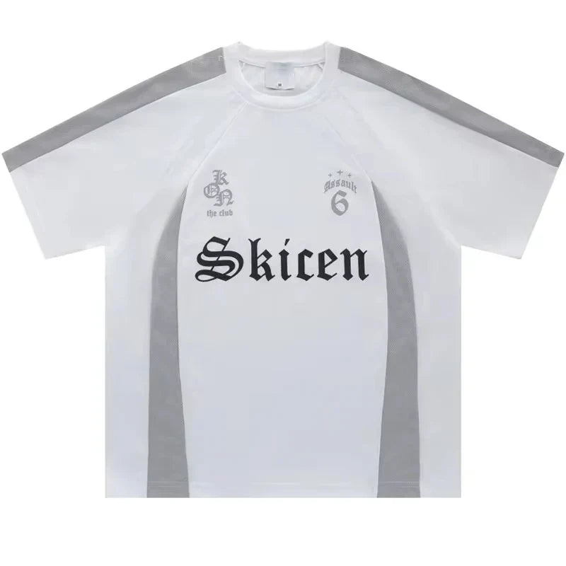 Retro Patchwork Hip Hop Printed Letter T-Shirt