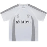Retro Patchwork Hip Hop Printed Letter T-Shirt