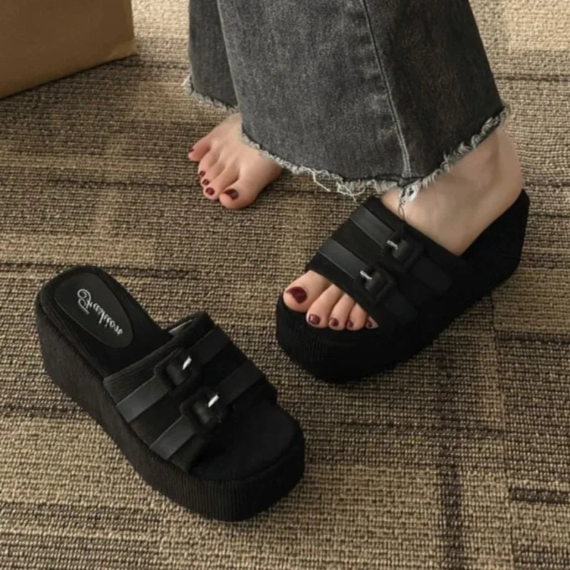 Y2K Buckle Platform Cute Sandals