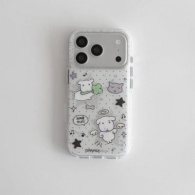 Funda para iPhone con diseño de cachorros y lunares estilo Soft Girl Kawaii