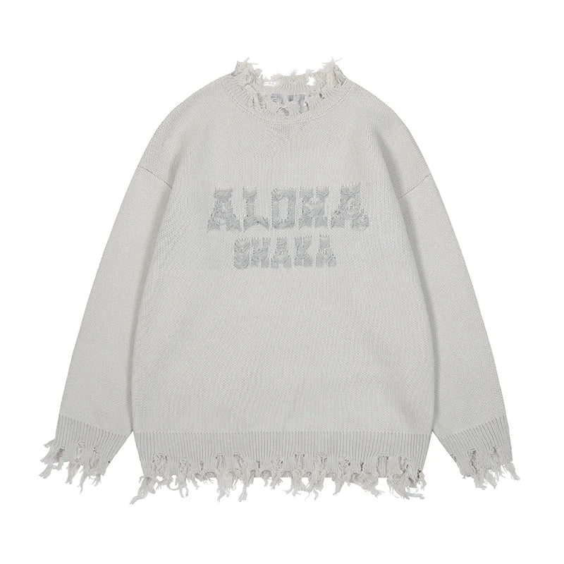 Vintage Loose Knitted Pullover Ripped Sweater