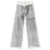 Cyperpunk Washed White Straight Leg Pants