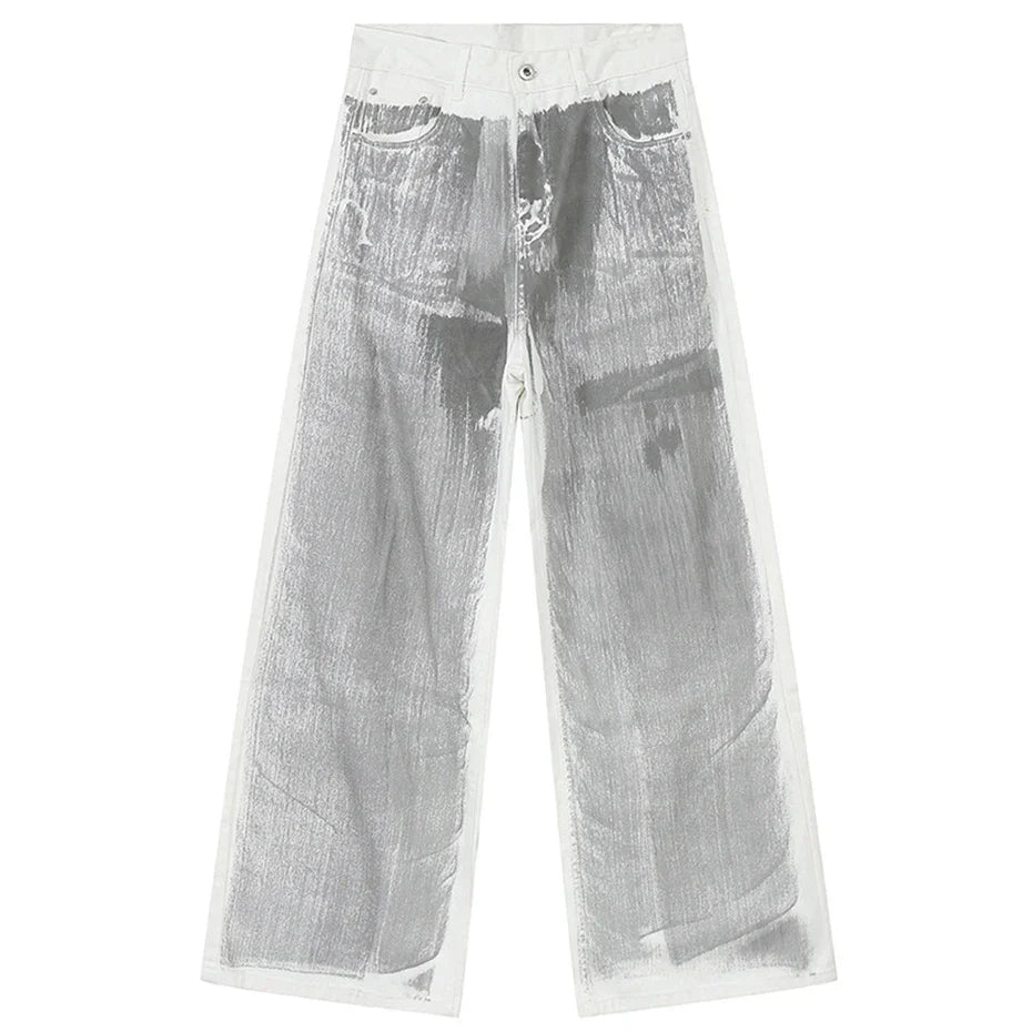 Cyperpunk Washed White Straight Leg Pants