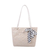 Bow-Tie Embroidery Daisy Shoulder Bag