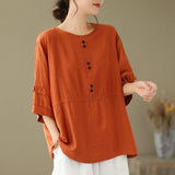 Camiseta de Color Liso Cómoda y de Corte Holgado